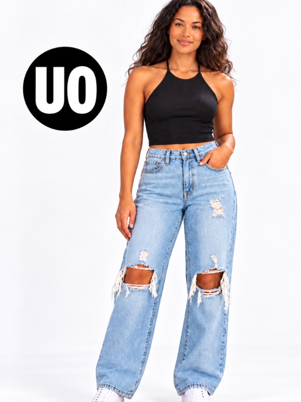 BDG by Urban Outfitters Distressed Bootcut Jeans in light wash denim